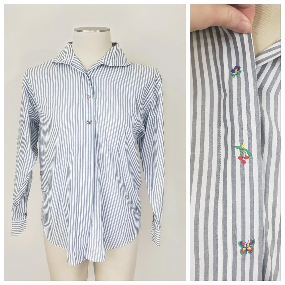 Diane Von Furstenberg Vintage Button Down Top Sz S